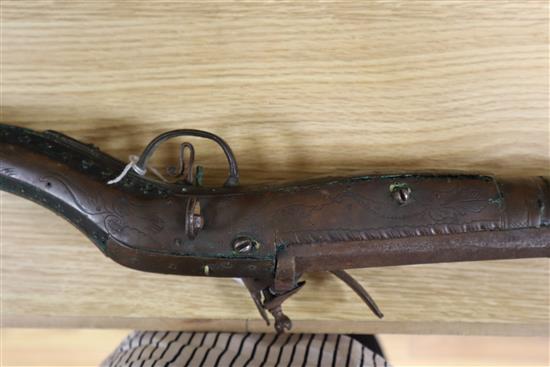 A 19th century Ottoman flintlock musket, length 105cm